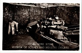 Rppc Coal Mine Scene,  Museum Of Science And Industry Chicago Il Vtg Postcard D18