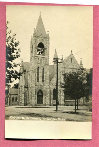 Old Rppc Real Photo Postcard Bridgeton Nj 1910 Central M.  E.  Church