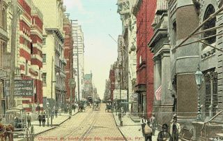 Vintage Postcard - Chestnut St.  North From 5th,  Philadelphia,  Pa