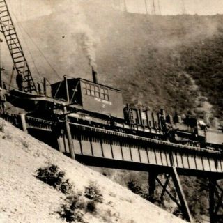 Vintage Rppc Postcard Railroad Pile Driver On Trestle Bridge Sent To Oconomowoc