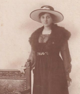 Portrait Young Lady Standing By Chair Victorian Antique Cdv Carte De Visite