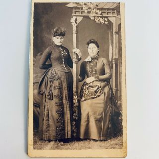 Antique Civil War Era Cdv Photo Women Woman Fine High Fashion Dress Ironton Oh