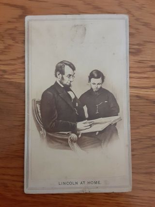 1864 Cdv President Abraham Lincoln And Son By Anthony Burger Mathew Brady Studio