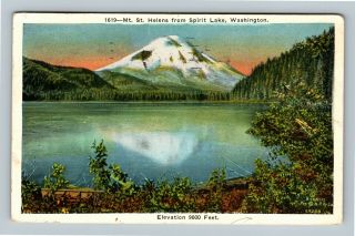 Spirit Lake Wa,  Mt St Helens,  Vintage Washington C1935 Postcard