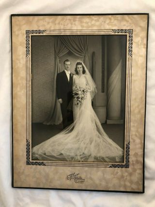Vintage Wedding Photo With Cardboard Mat,  1920 - 40 
