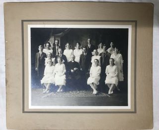Two Vintage Confirmation Class Cabinet Photos With Minister Young Men & Women