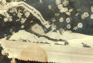 Antique Post Mortem Photo Postcard Open Coffin Lovely Young Girl Ca.  1920s