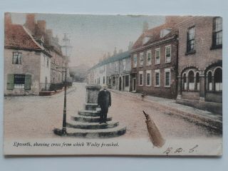 Vintage Postcard.  The Cross Where John Wesley Preached.  Epworth,  Lincolnshire.