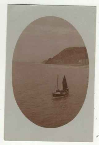 Aberystwyth Sailing Boat Constitution Hill Cardigan Bay Vintage Rp Postcard 363c