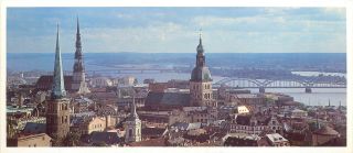 Postcard Latvia Rigacity Old Riga Panorama