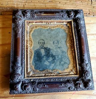Spectacular Antique Early 1900s Ornate Framed Tin Type