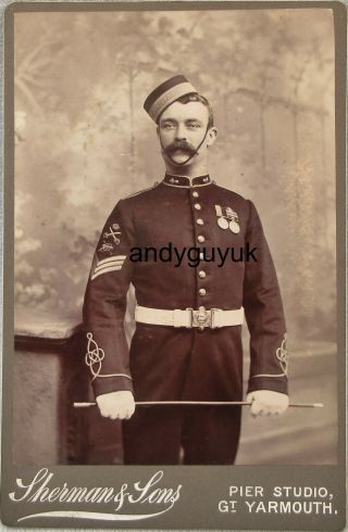 Cabinet Card Soldier Queen Sudan Medal Antique Military Sherman Gt Yarmouth