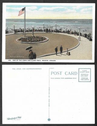 Old Oregon Postcard - Seaside - End Of The Lewis And Clark Trail