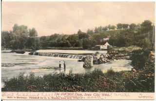 The Old Mill Dam,  Iowa City Ia Postcard 1907