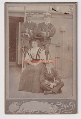 Vintage Cabinet Photograph - " Royal Navy Sailors On Ship 