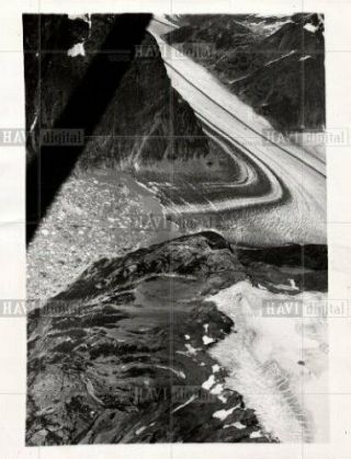 1936 Orig Photo Aerial View Of Mountains And Glacier