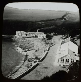 Antique Magic Lantern Slide View Of Port Soderic C1900 Photo Iom Isle Of Man