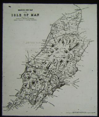 Glass Magic Lantern Slide Early Isle Of Map Map C1890 Isle Of Man Iom