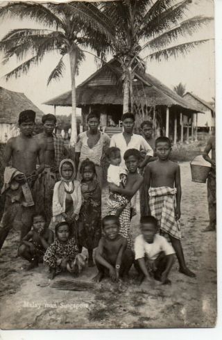 C1920s Penang Natives Malaya Real Photo Rp Postcard Vintage