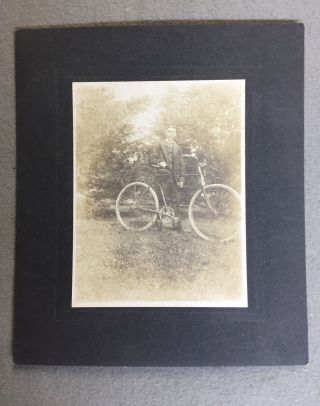Vintage Photo Of A Man And His Bicycle Photo Is 5”x4” 1890s Lm 61