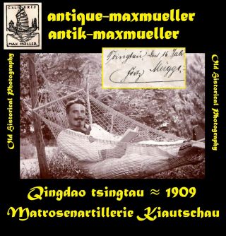 Photo China Tsingtau Matrosenartillerie Kiautschau Fritz Mügge - 2x orig ≈ 1909 2