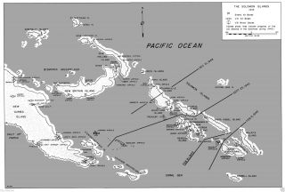 Ww Ii Glossy Map - Solomon Island Campaign - U.  S.  & Japanese Positions - Large Print