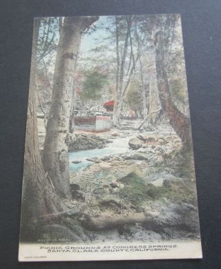 Old Vintage 1908 Santa Clara Co.  Ca.  - Picnic Grounds Congress Springs Postcard
