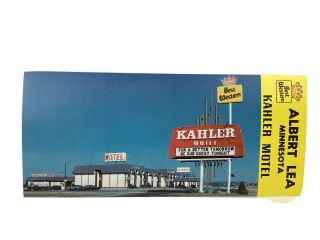 Vintage Albert Lea Mn Kahler Motel Best Western Travel Memorabilia I - 90 I - 35