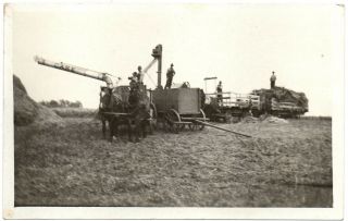 Vintage Early 1900s - Wheat Threshing Team At Work Rppc Real Photo Postcard Azo