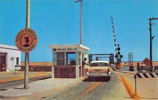 Port Isobel Tx Queen Isabella Causeway Toll Booth Old Car Postcard
