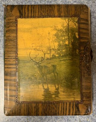 Empty Antique Vintage Hardback Photo Album With 28 Pages For 4x6”,  W/clasp