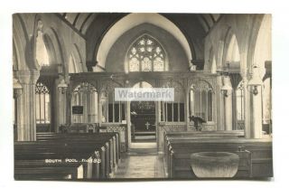 South Pool Church Interior - Old Devon Real Photo Postcard By A E Fairweather,