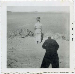 1956 Strange Vintage Snapshot Photo Little Boy On Cliff,  Photographer 