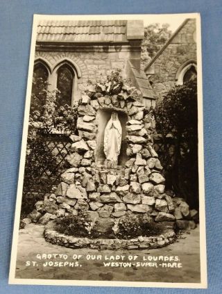 Vintage Real Photo Postcard Our Lady Lourdes St.  Josephs Weston - - Mare K1e