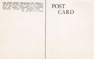 Aztec Court (Motel) Albuquerque,  MEXICO Vintage Postcard Route 66 2