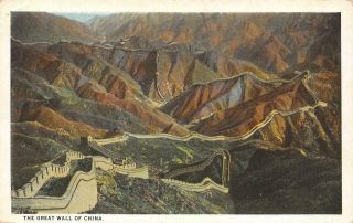 The Great Wall Of China Beijing Peking Ca 1920s Vintage Postcard