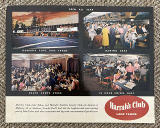 Vintage Postcard Harrah’s Club Lake Tahoe Large Size