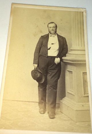 Rare Antique Victorian American Fashion Large Gent,  Hat Worcester,  Ma Cdv Photo