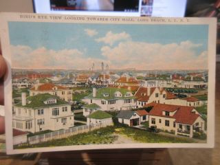 Vintage Old Postcard York Long Island Beach Birds Eye View Of Houses Homes
