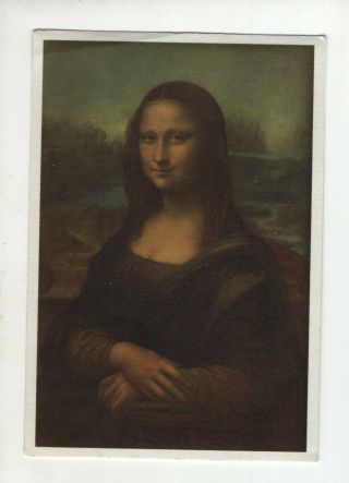 Large Vintage Post Card - Mona Lisa - Musee Du Louvre - Paris - France
