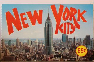 York Ny Nyc Empire State Building Uptown Skyline Postcard Old Vintage Card