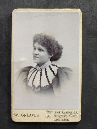 Victorian Carte De Visite Cdv: Lady Rare Owl Tissue: Leicester Album: Greaves