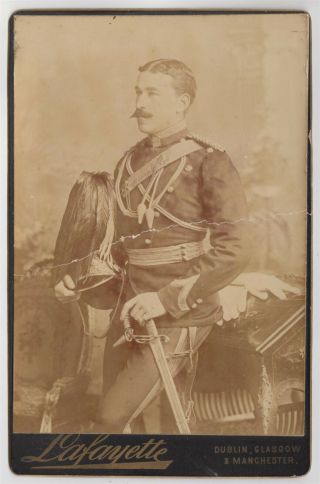 Military Cabinet Card - Cavalry Officer With Plumed Helmet By Lafayette Of Dublin