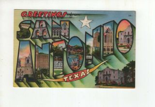 Vintage Post Card - Greetings From San Antonio - Texas