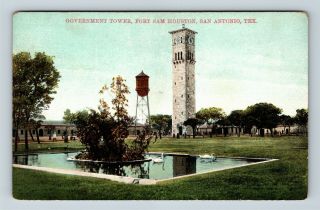 San Antonio Tx,  Fort Sam Houston,  Government Tower,  Vintage Texas Postcard