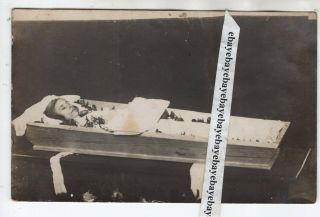 1920 - S Open Coffin Young Lady Girl Post Mortem Antique Photo European