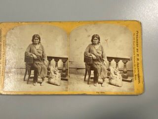Antique Stereoview Old Betz Sioux Squaw Oldest Known Indian W.  H.  Illingsworth