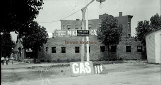 1910s Nyc Filling Station Penna Gas Perfection Oils Glass Photo Camera Negative