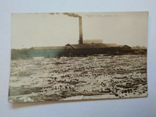 Vintage Rppc Postcard Port Edwards,  Wi Paper Mill Log Filled River