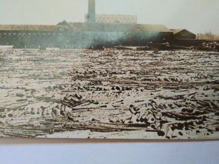 Vintage RPPC Postcard Port Edwards,  WI Paper Mill Log Filled River 3